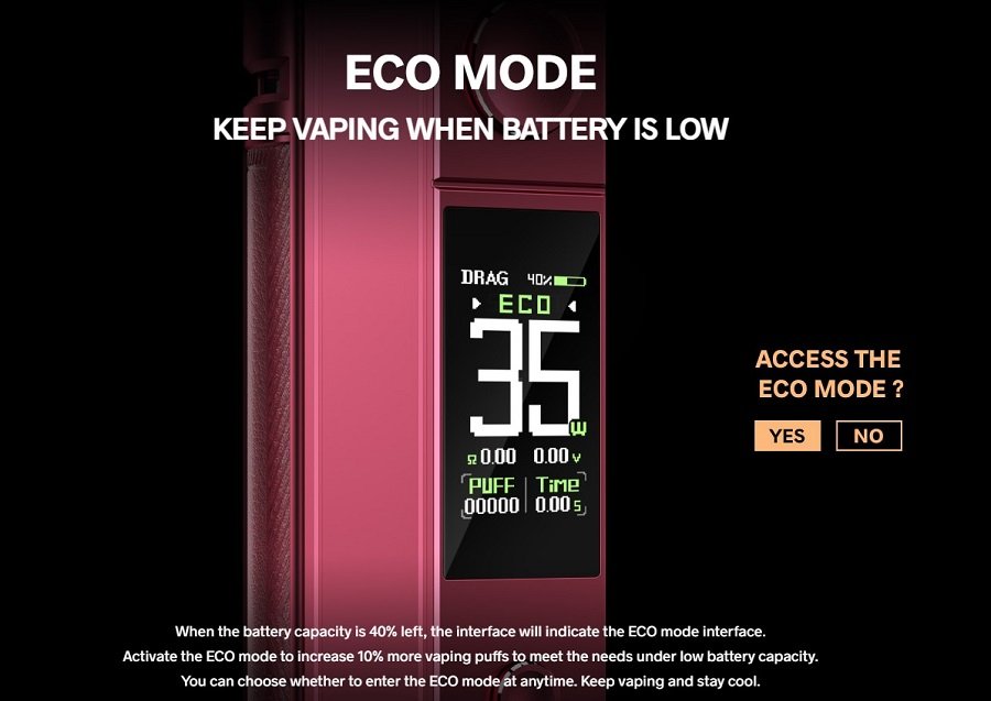 VooPoo Drag H80 S eco režim